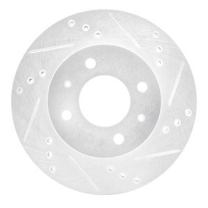 Hyundai Accent Brake Rotor (1) - Front Right - R1 Concepts - Drilled & Slotted - Silver - `00-`02